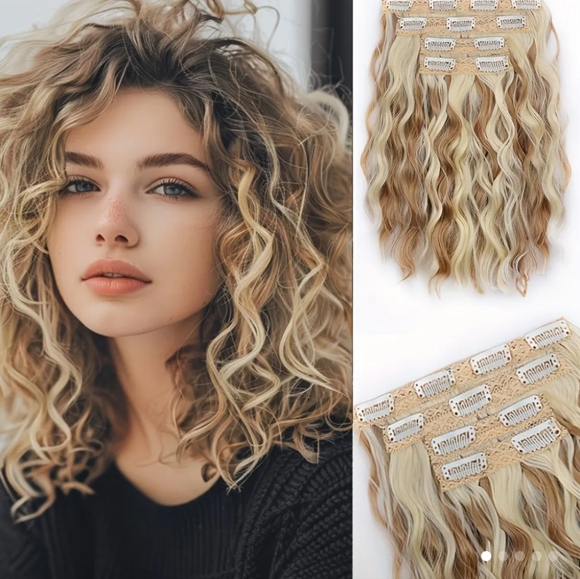 Mixed Platinum Blonde Hair Extensions - Picture 1 of 5